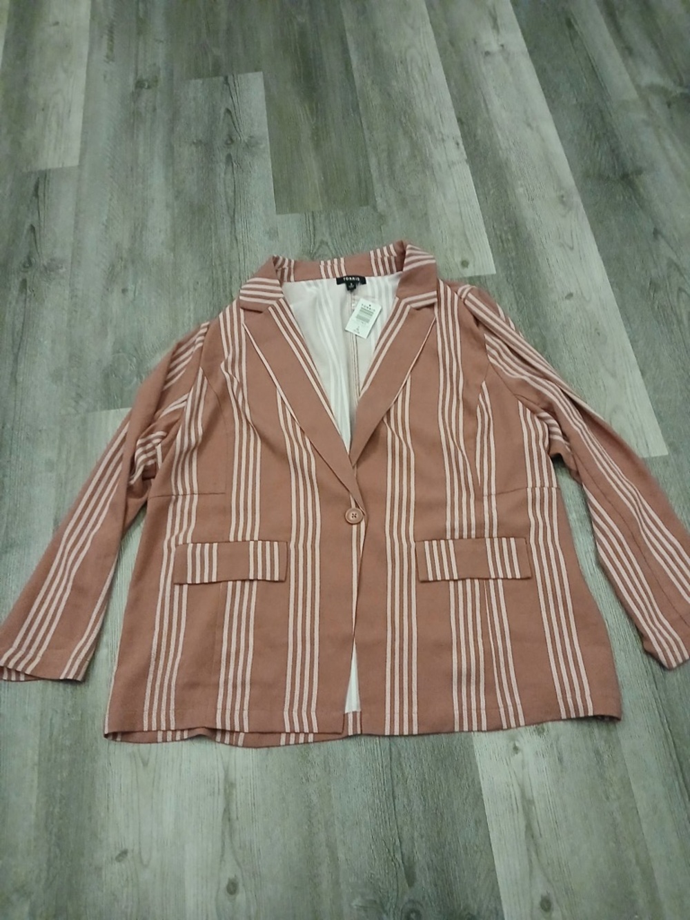 torrid Dusty Rose & White Striped Blazer Jacket
